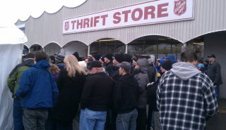 Illustration for article titled Here's A Photo From The "Festive" Rich Rod Tent Sale (With Updates!)